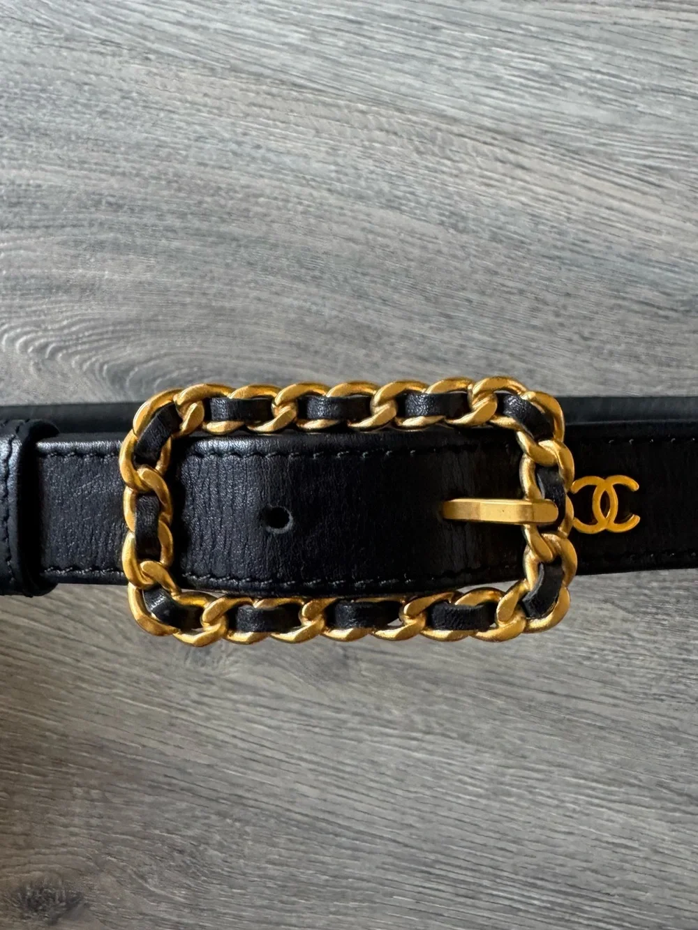 Vintage Chanel Logo Leather Belt